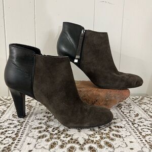 Franco Sarto Emelia Boots Side Zip Tassel Pull Black Brown Leather Suede 10 M